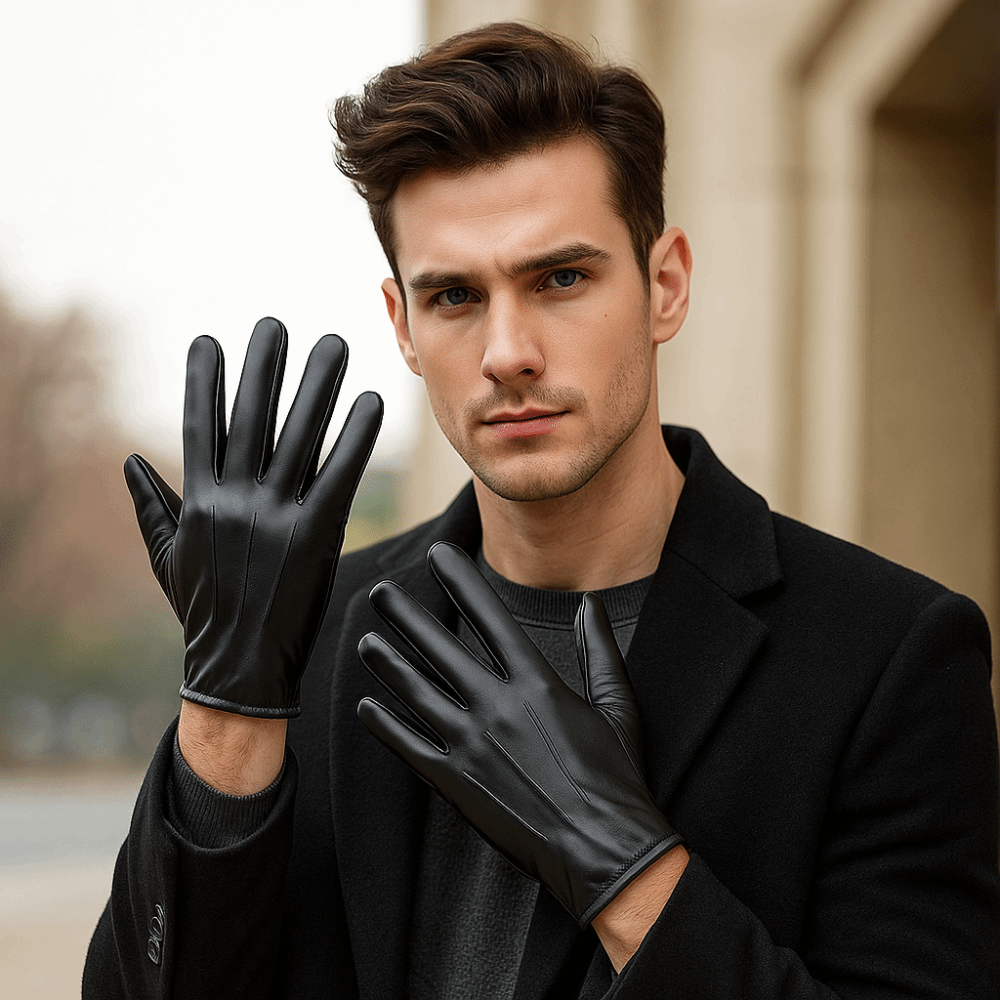 Leather Driving Glove - Sarung Tangan Mengemudi Hitam Modis Sarung